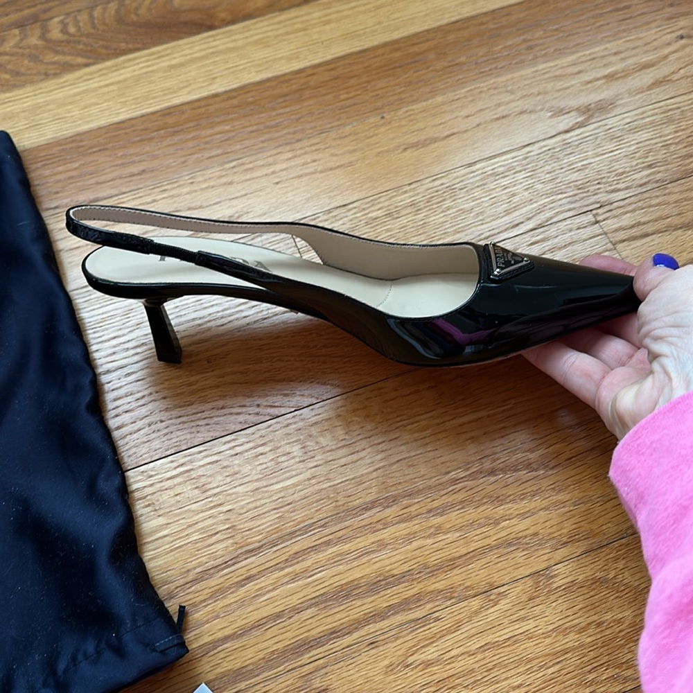 Worn once stylish Prada slingbacks - size 37.5 but fit size 8 US ( I am size 8) - Picture 2 of 4
